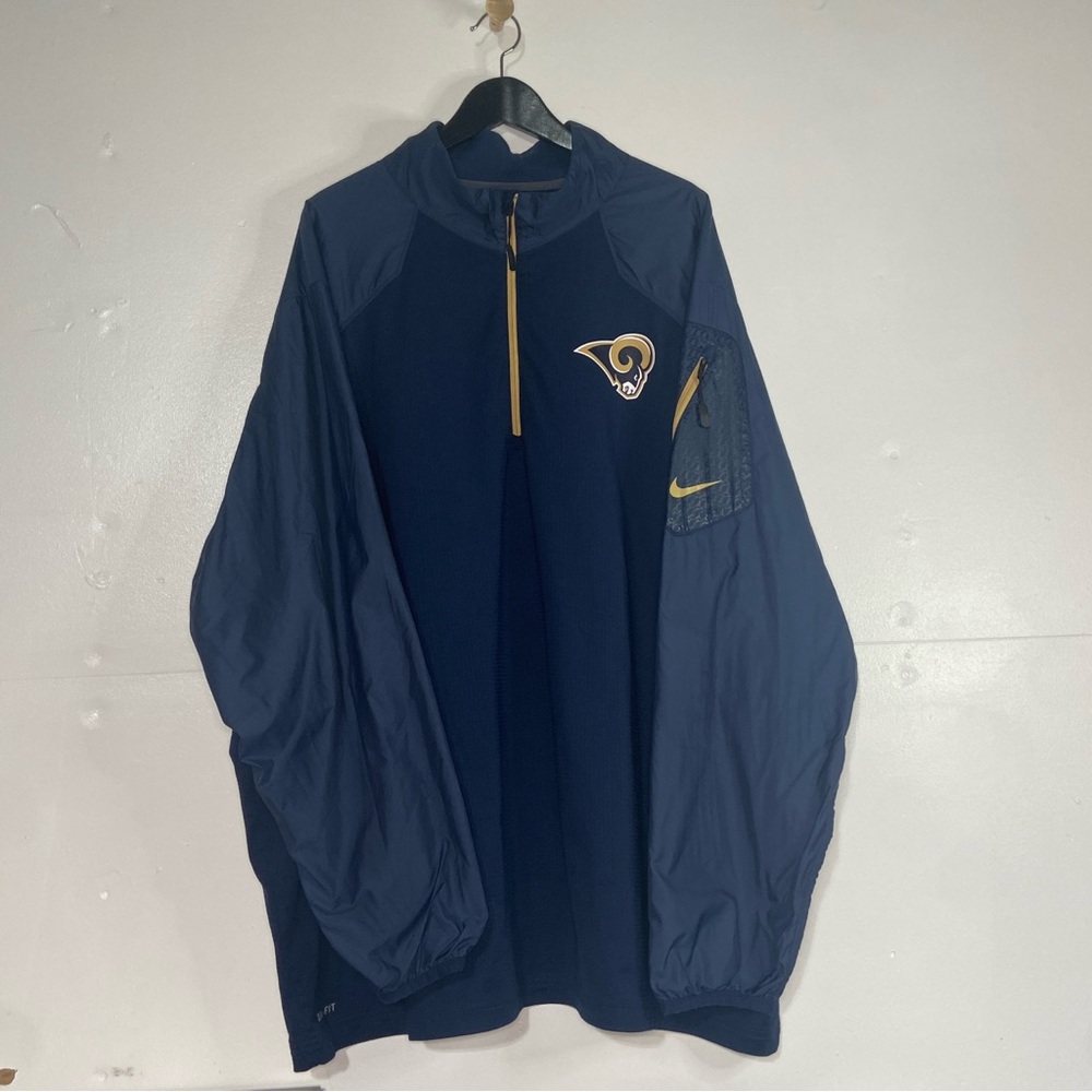 Nike On Field Apparel St Louis Rams Long Sleeve Mens 4XL  Zip Sweatshirt Blue
